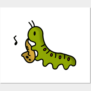 Caterpillar Playing The Saxophone Posters and Art